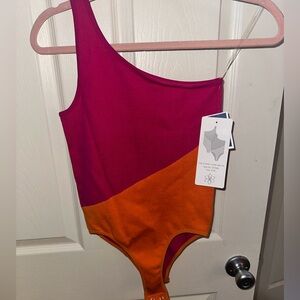 Colorblock One-Shoulder Body Suit